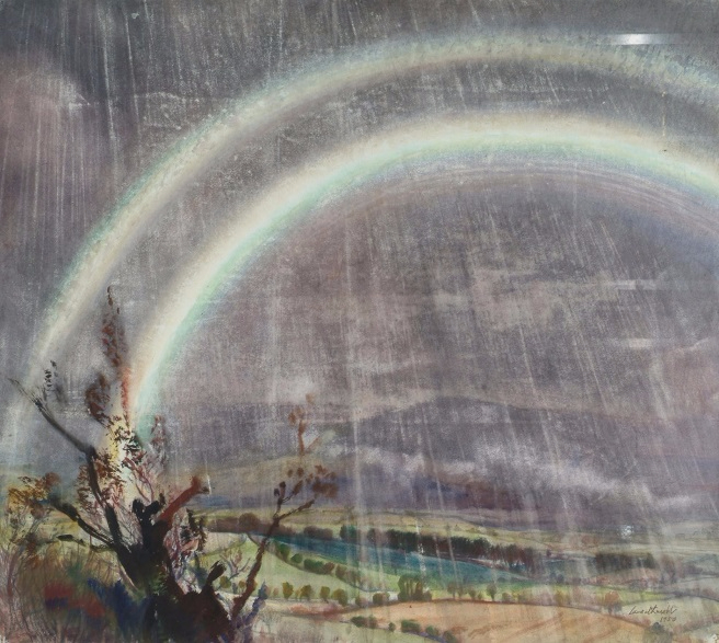 + Rainbow and storm over a rural landscape, 1950 (656x587, 363Kb)