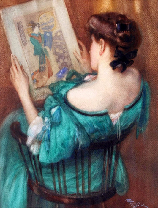 ,    Woman Admiring a Japanese Print (532x700, 431Kb)