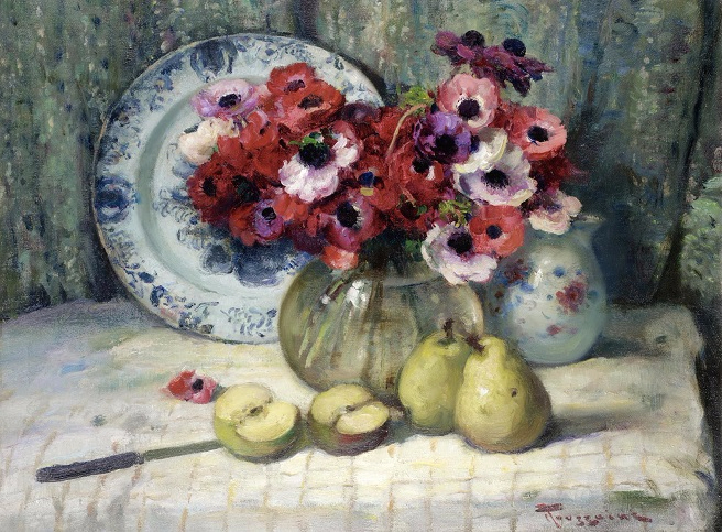      (vase of anemones and fruit) (656x483, 428Kb)