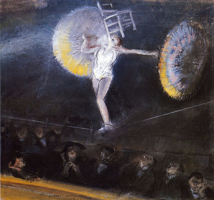 Everett Shinn The Tightrope Walker, 1904 (700x655, 468Kb)