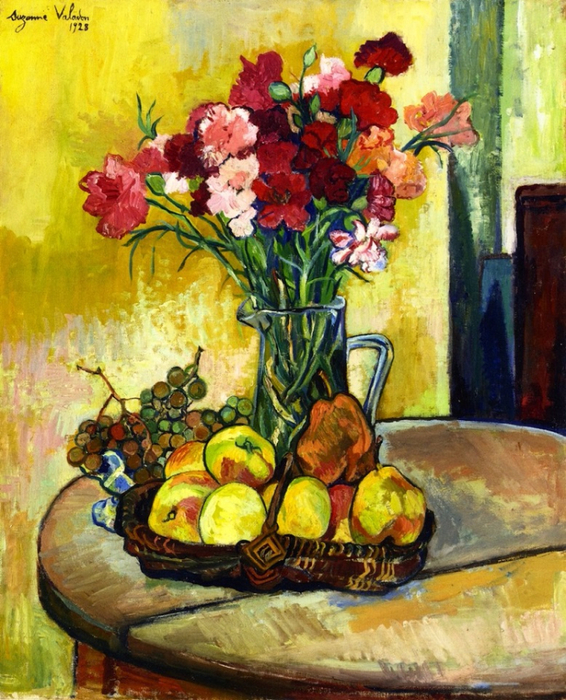 Still Life with Basket of Apples, Vase of Flowers and Grapes,1928 (566x700, 526Kb)