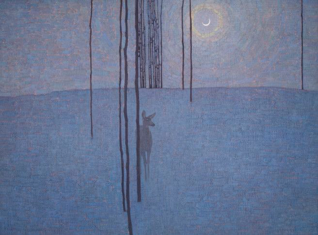 Winter Night with Deer (655x484, 244Kb)