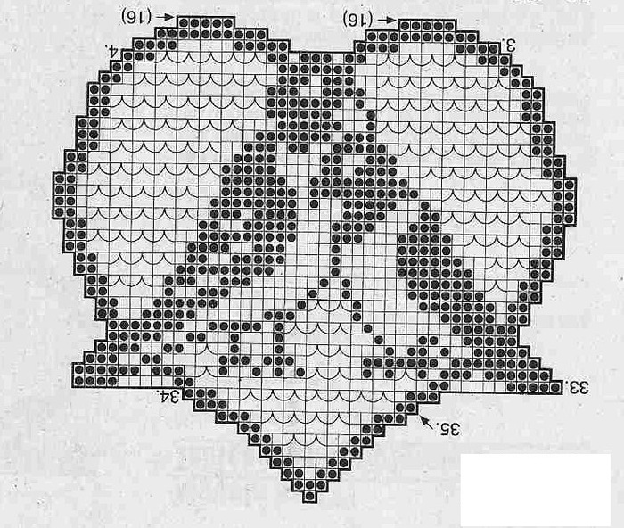 Филейное вязание схема сердце