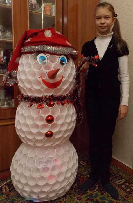 Публикация «Снеговик из пластиковых стаканчиков своими руками,» размещена в разделах