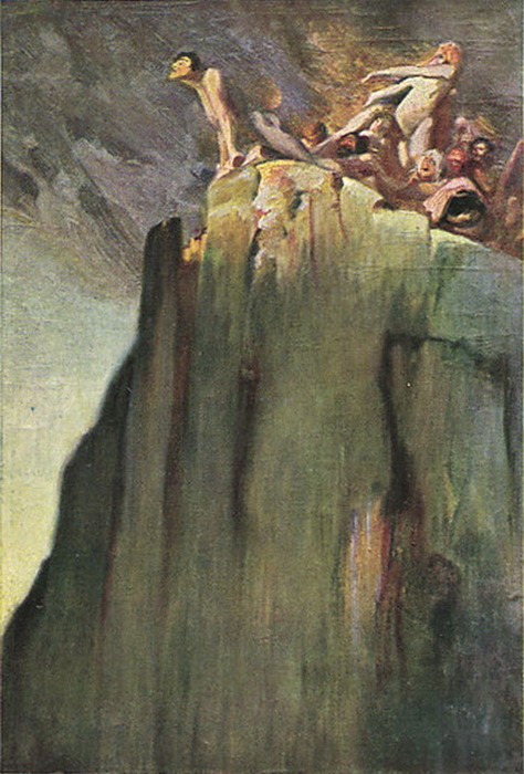 1898 . Schrei nach Licht, Menschen an einer Klippe mit Wunsch nach Licht (474x700, 120Kb)