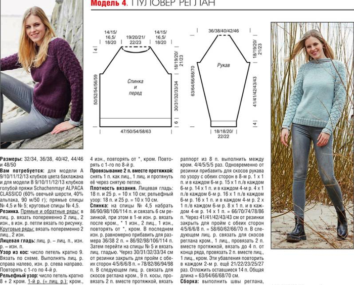 Вязаный свитер женский спицами с описанием на 50 размер