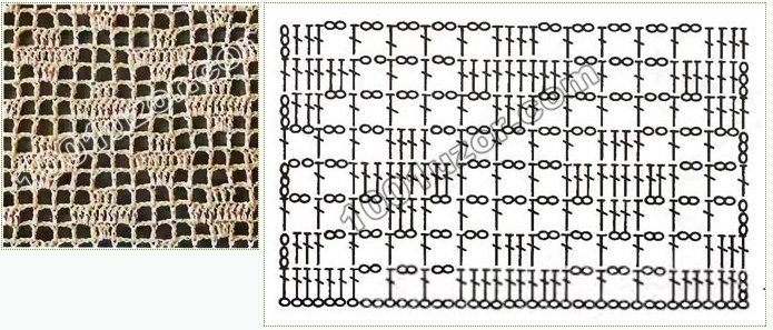 Узор филейная сетка крючком схема и описание