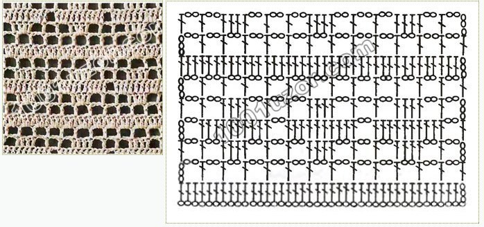 Схема филейная сетка крючком