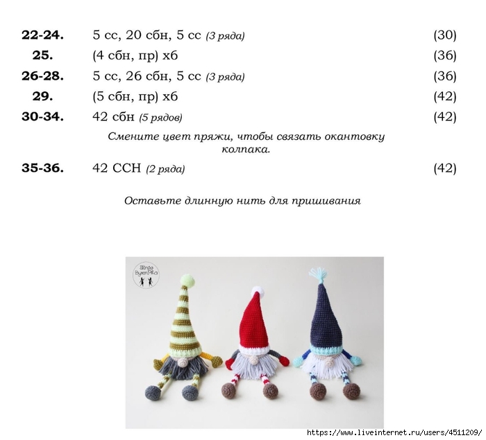 Вязаные гномики крючком со схемами и описанием