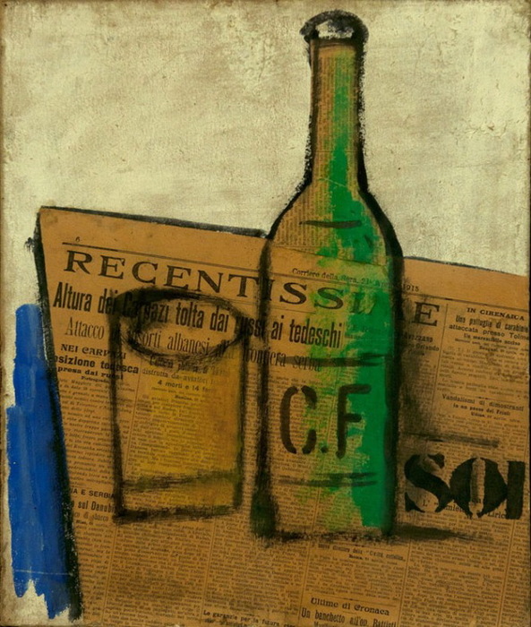 1915 Collage-Bottle and Glass. , , , 37 x 45 cm (593x700, 164Kb)