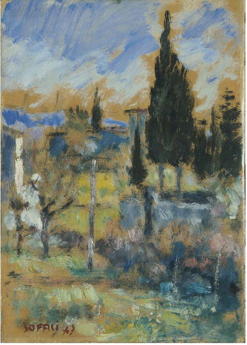 1947 Paesaggio estivo.   , . cm 37x26,5.  (501x700, 139Kb)