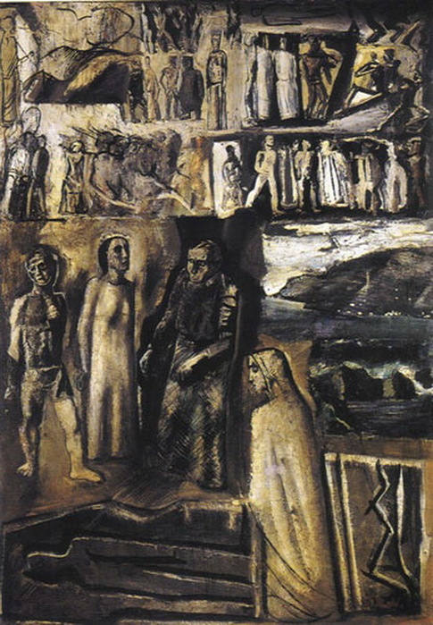 1952 Composizione con figura archeologica-olio su tela-103x75 cm (485x700, 145Kb)