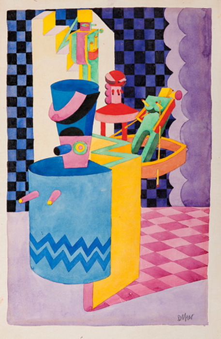 1917 Automi, (Dynamic Perspective and Figure), watercolor on paper. (457x700, 108Kb)