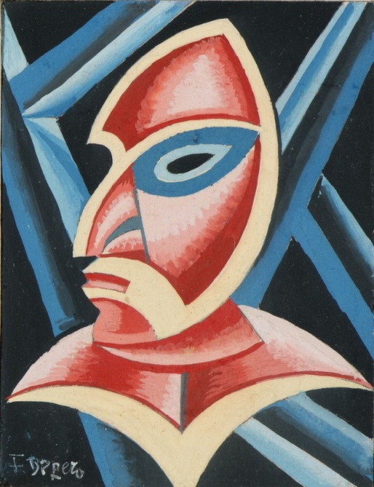 1952 Self-portrait (Autoritratto),Tempera on cardboard, 11.1 x 8.5 cm (537x700, 127Kb)