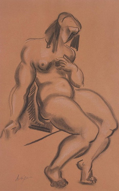 1920-е Seated-Female-Nude-with-Left-Hand-at-Breast (400x640, 83Kb)