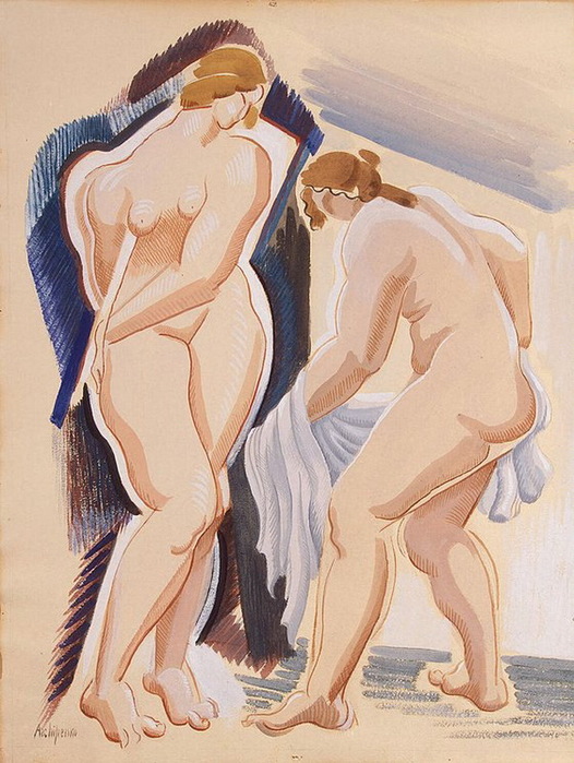 1921 Two-Nude-Female-Figures-with-a-Cloth (526x700, 141Kb)