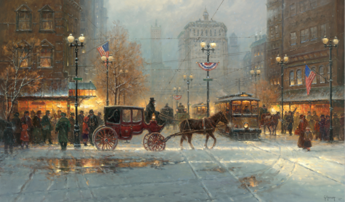 Snow Flurries on Michigan Avenue (700x409, 493Kb)