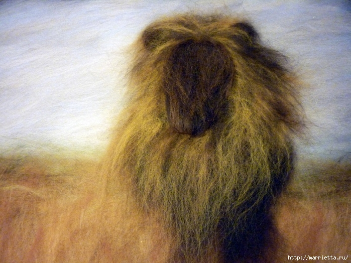 Рисуем шерстью картину «Царь зверей» (13) (700x524, 296Kb)