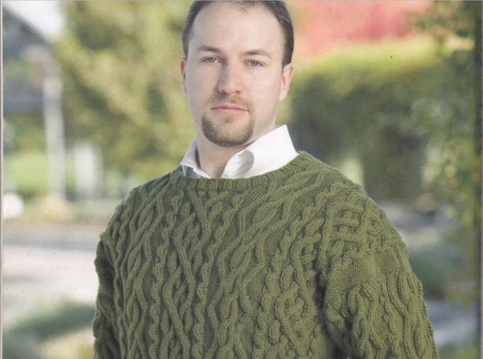 Как связать мужской свитер с аранами и косами