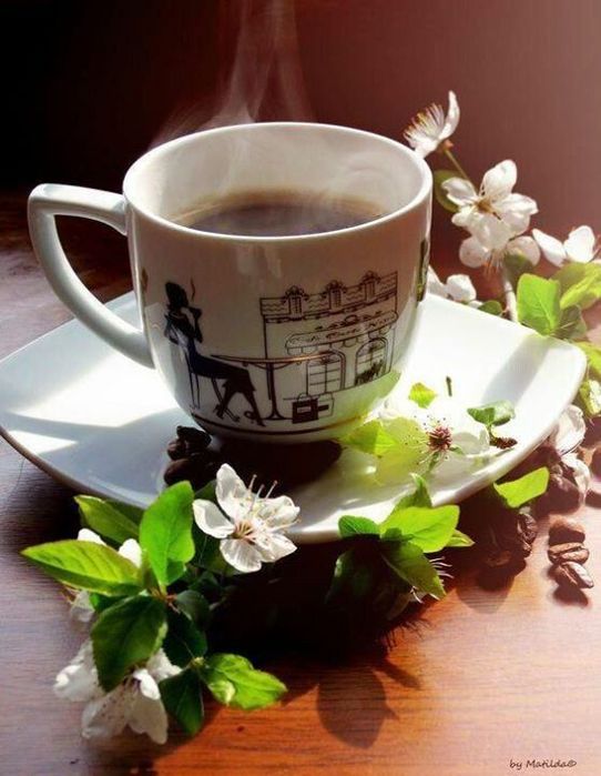 Картинки кофе и чай весенние, картинки
