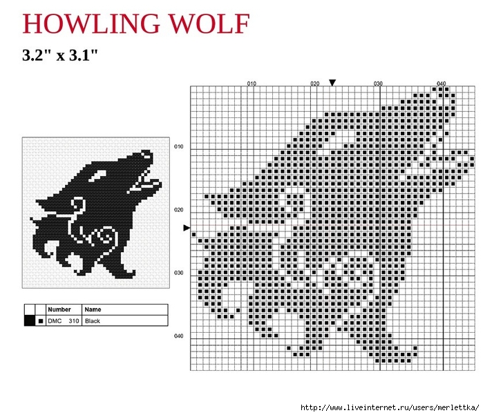 Схема вышивки волк