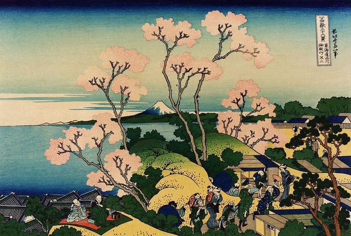 21.          (東海道品川御殿山の不二, Goten-yama hill, Shinagawa on the Tōkaidō), 1831-1832,  (700x470, 152Kb)