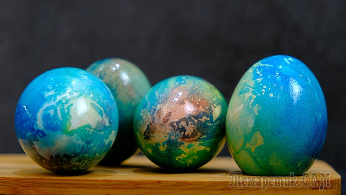 Пасхальные яйца как планета «Земля»! Как покрасить яйца на Пасху красиво и необычно! (700x393, 244Kb)