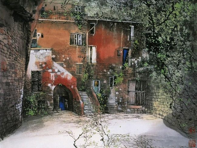 Akvarel-peyzazhi.-Hudozhnik-Liu-Maoshan.-Akvarel-shestnadtsataya (649x488, 270Kb)