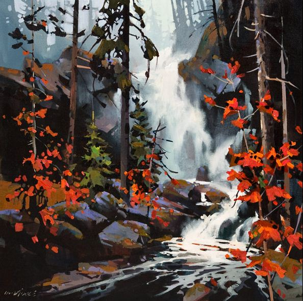 Michael-OToole.-Akrilovaya-zhivopis.-Falls-in-the-Spirit-Bear-Rain-Forest.-Akril.-24h24-dyuymov (594x590, 322Kb)