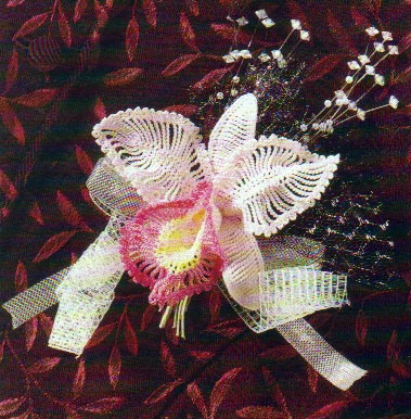Вязание крючком. Бело-розовая орхидея (1) (379x386, 192Kb)