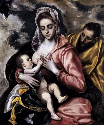 1585-1590 Sfânta Familie. ulei pe pânză, Hispanic Society, New York, SUA (434x525, 100Kb)