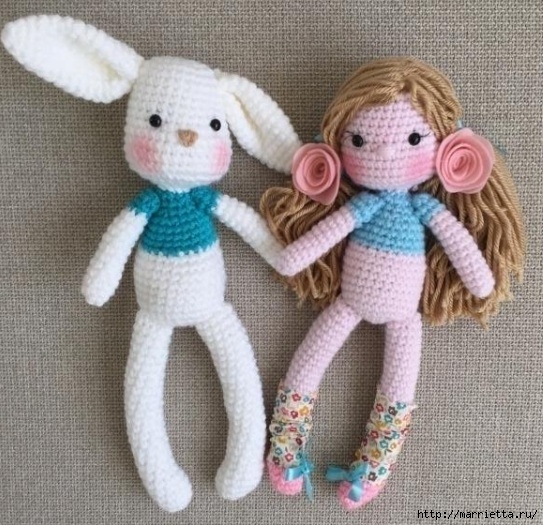 Грейс и Джек - куколка и кролик амигуруми (5) (543x525, 223Kb)