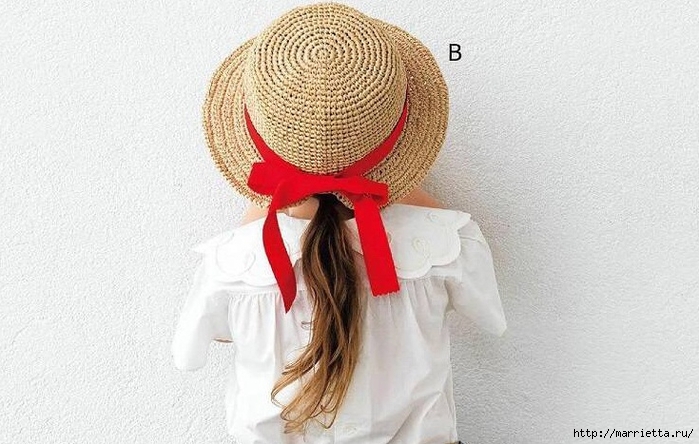 Летняя соломенная шляпка крючком для девочки (3) (700x444, 235Kb)