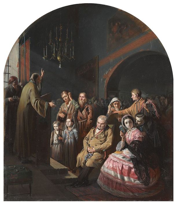 художник В.Перов проповедь в селе (608x700, 68Kb)
