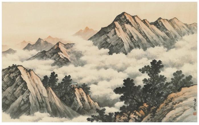 _HUANG JUNBI (1898-1991). Mountains in the Midst of Clouds. 53.5 x 87 cm . Scroll (700x438, 46Kb)