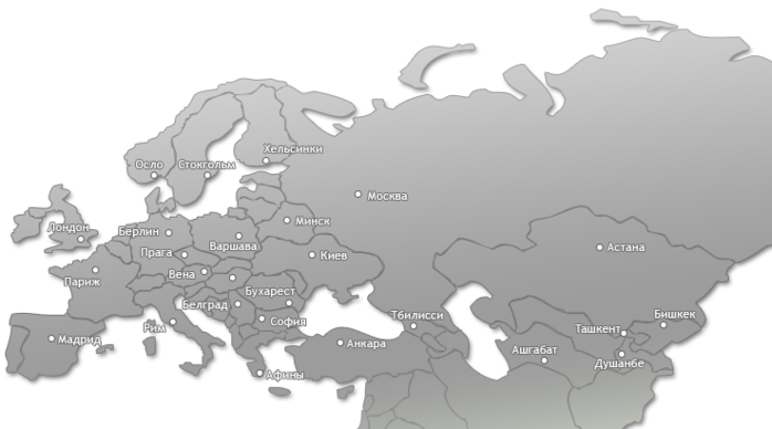 Карта европейской части евразии