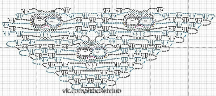 Шаль с черепами крючком схема