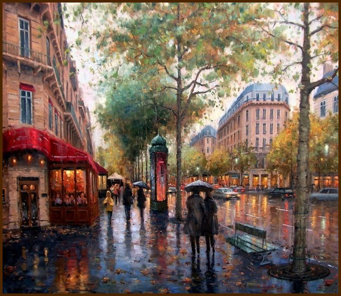 048. Boulevard St. Germain in Rain (700x609, 540Kb)