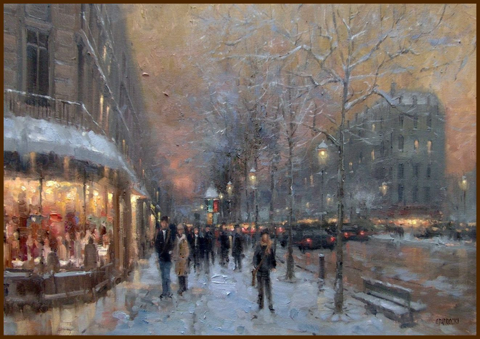 050. Winter Evening, St. Germain, Paris (700x495, 410Kb)