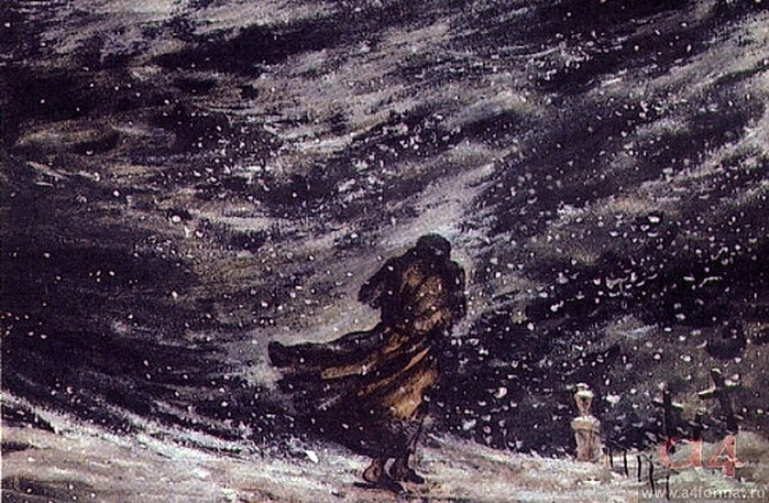 1930-е Из серии иллюстраций к произведениям М.Е. Салтыкова-Щедрина. Конец  Иудушки Головлева. 1939 (700x457, 167Kb)