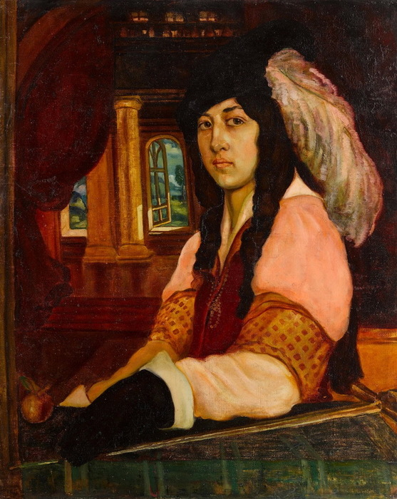 Портрет молодой женщины в черной шляпе с перьями. Х, м. 106.5 x 86 см. Аук Бонхэмс Лондон 2018. Продана 6 250 GBP (8 016 USD) (557x700, 157Kb)
