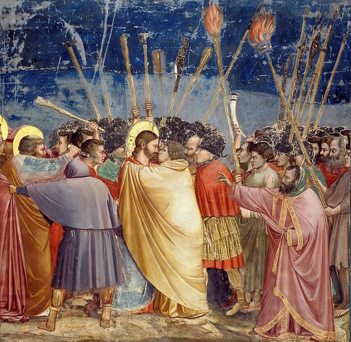 800px-Giotto_-_Scrovegni_-Джотто, «Поцелуй Иуды» (900x882, 191Kb)