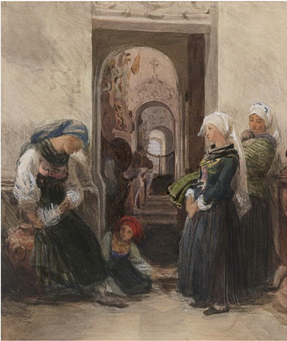 Peasants of Upper Franconia Waiting for Confession. , , ,37.5 x 31.7 cm         (589x700, 145Kb)