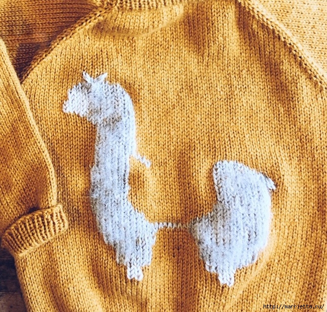 Детский пуловер с вышивкой «Лама с седлом» (3) (645x616, 443Kb)