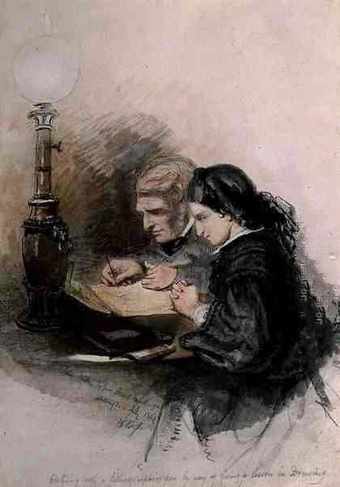 1857 John Ruskin teaching Louisa Stewart-Mackenzie to Draw (490x700, 83Kb)