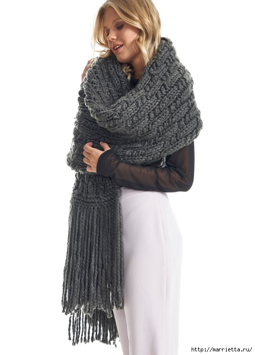 Объемный женский шарф спицами (1) (503x700, 137Kb)