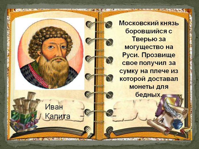 На картине изображен иван калита за что по мнению художника получил князь свое прозвище калита