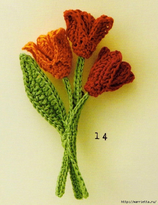 Цветы крючком для создания украшений. Схемы вязания (10) (539x700, 296Kb)
