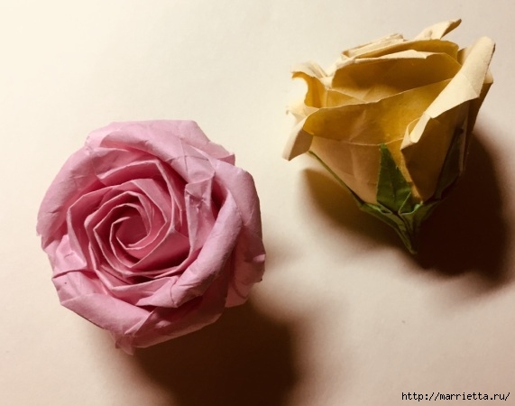 Роза в технике оригами из бумаги (2) (571x450, 112Kb)