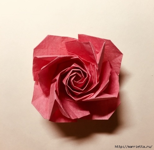Роза в технике оригами из бумаги (12) (495x484, 99Kb)